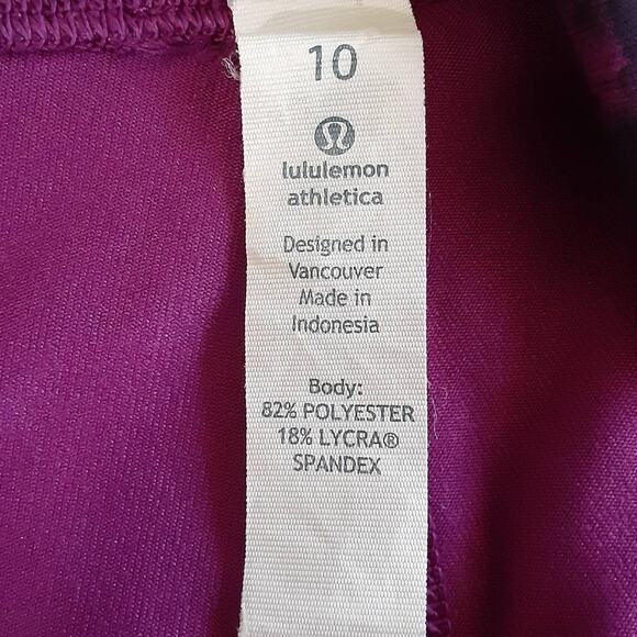 Lululemon Wunder Under Crop II Leggings Black Magenta Marble Womens 10 Low Rise - Picture 6 of 11